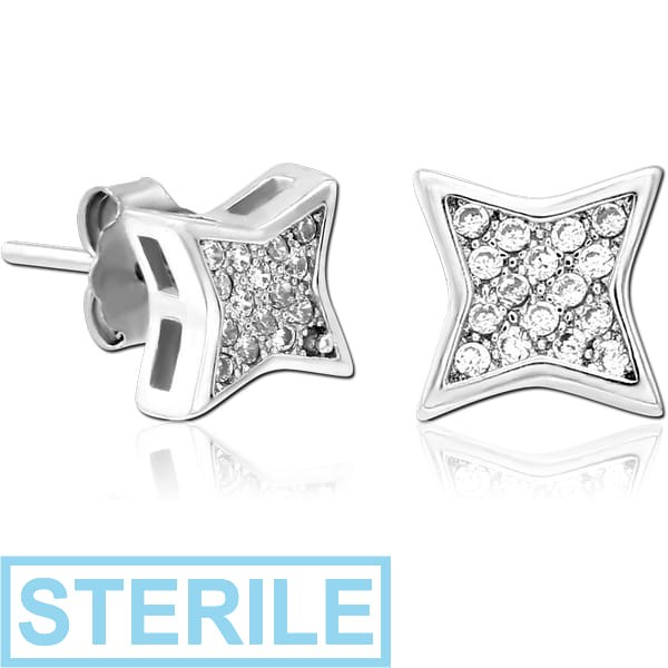 STERILE STERLING SILVER 925 JEWELLED EAR STUDS PAIR