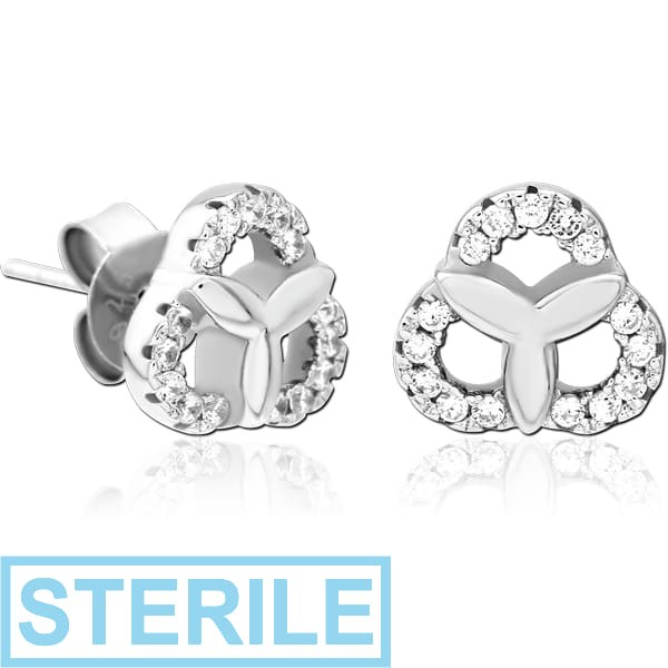 STERILE STERLING SILVER 925 JEWELLED EAR STUDS PAIR