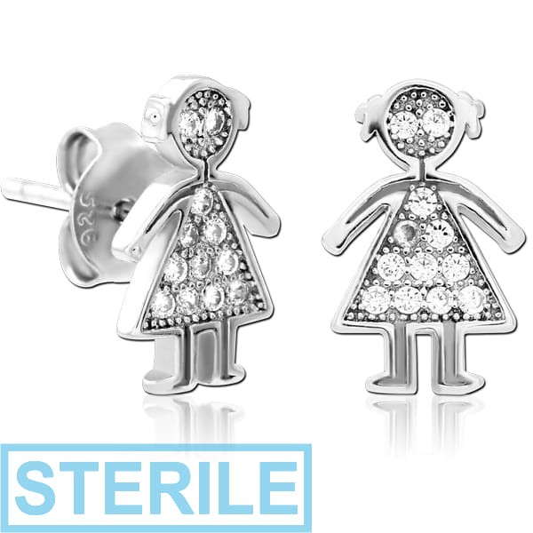 STERILE STERLING SILVER 925 JEWELLED EAR STUDS PAIR
