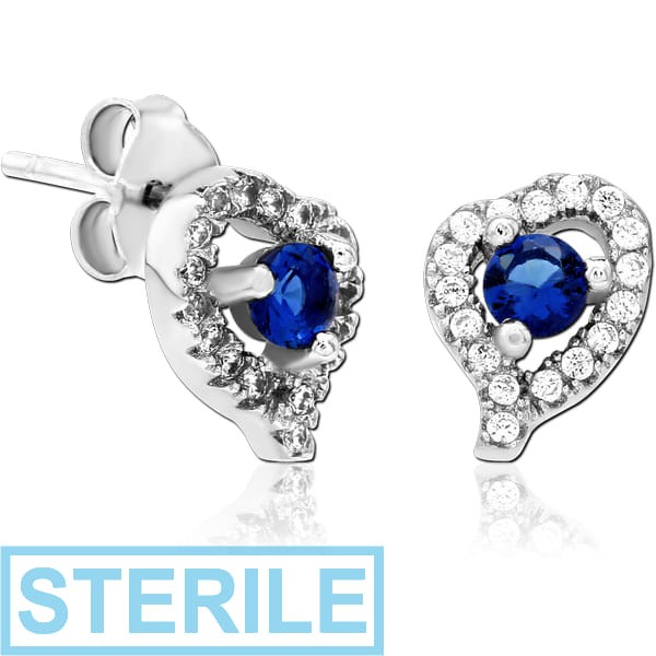 STERILE STERLING SILVER 925 JEWELLED EAR STUDS PAIR
