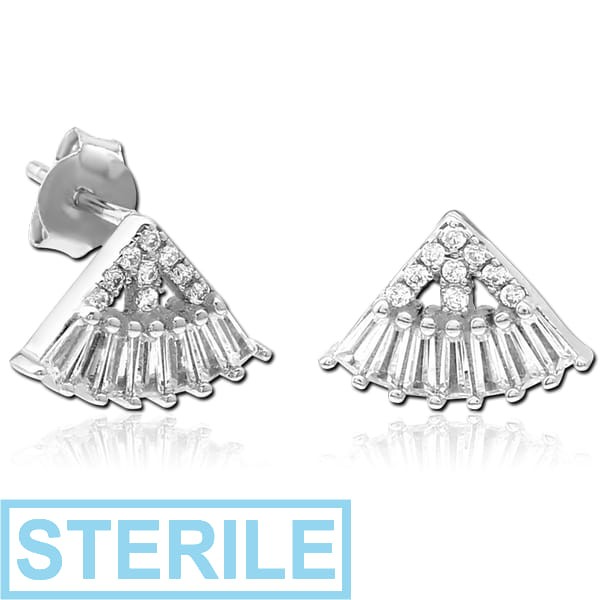 STERILE STERLING SILVER 925 JEWELLED EAR STUDS PAIR