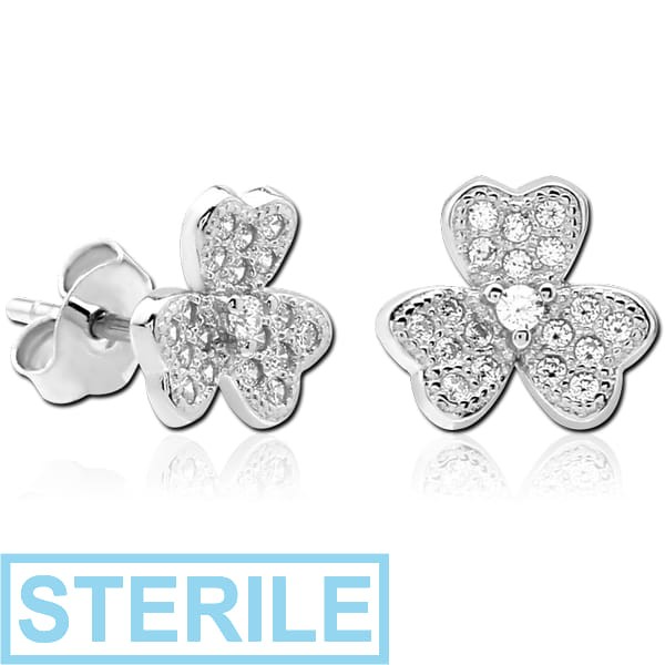 STERILE STERLING SILVER 925 JEWELLED EAR STUDS PAIR