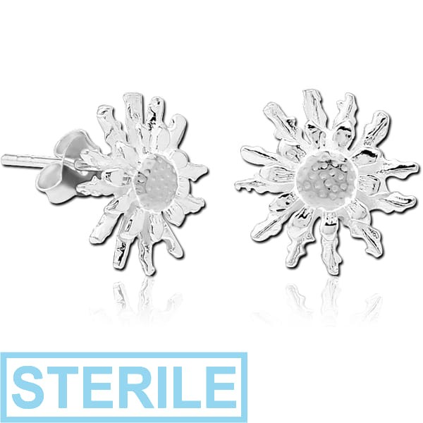 STERILE STERLING SILVER 925 EAR STUDS PAIR - DAISY
