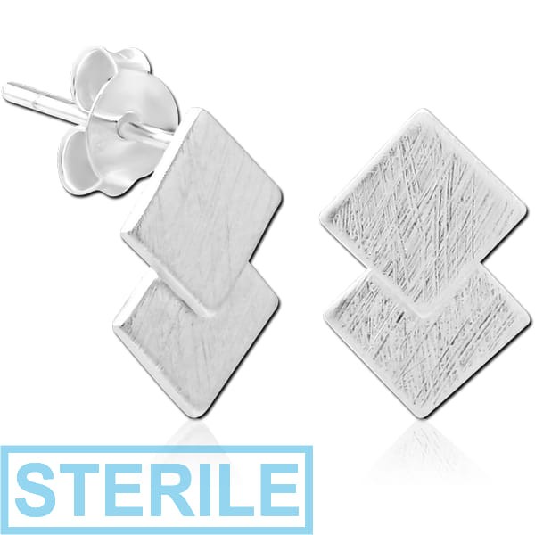 STERILE STERLING SILVER 925 MATT FINISH EAR STUDS PAIR
