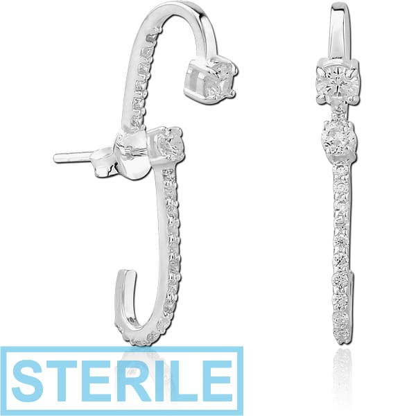 STERILE STERLING SILVER 925 JEWELLED BACK EARRINGS WITH STUDS PAIR