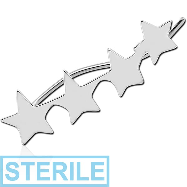 STERILE STERLING SILVER 925 EAR VINE - LEFT - FOUR STARS