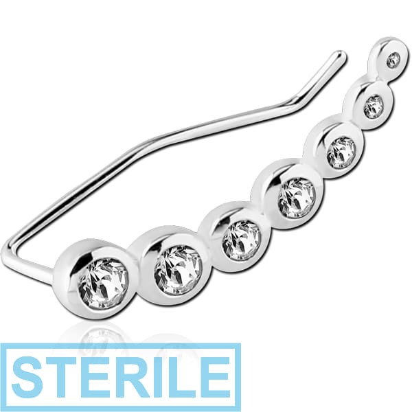 STERILE STERLING SILVER 925 JEWELLED EAR VINE - LEFT - CIRCLES