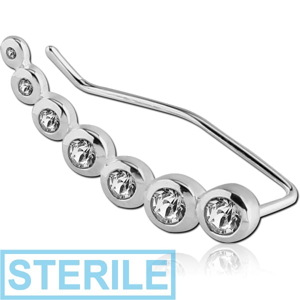 STERILE STERLING SILVER 925 JEWELLED EAR VINE - RIGHT - CIRCLES