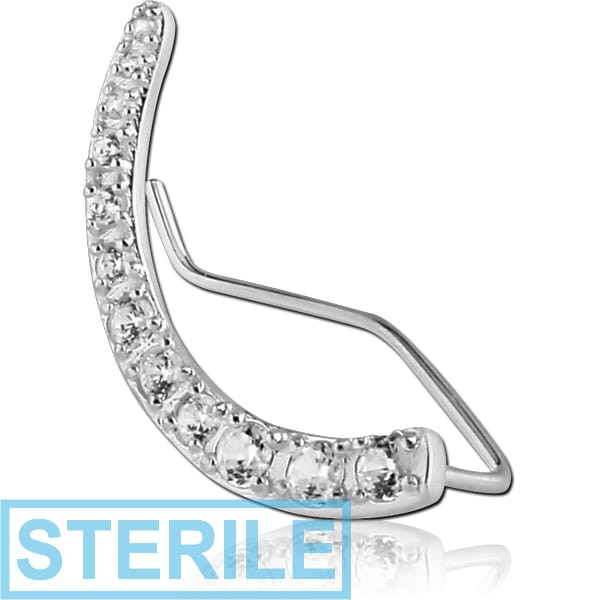 STERILE STERLING SILVER 925 JEWELLED EAR VINE - RIGHT - CURVE