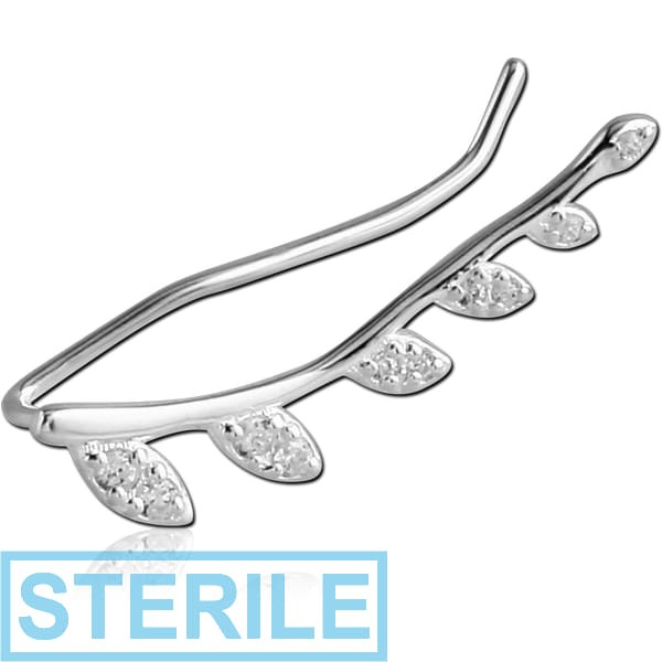 STERILE STERLING SILVER 925 JEWELLED EAR VINE - LEFT - BRANCH