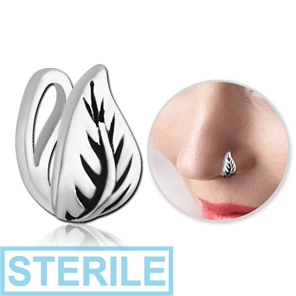 STERILE STERLING SILVER 925 NOSE CLIP - LEAF