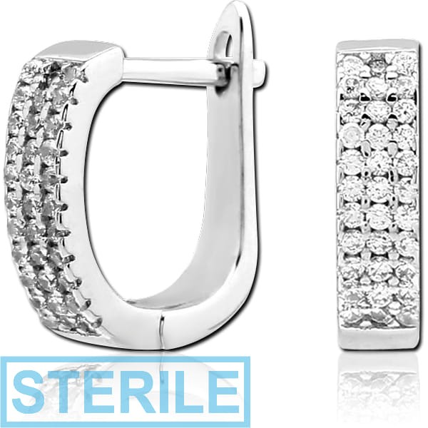 STERILE STERLING SILVER 925 JEWELLED HUGGIES PAIR