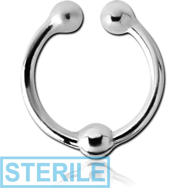 STERILE STERLING SILVER 925 ILLUSION NOSE RING WITH BALL