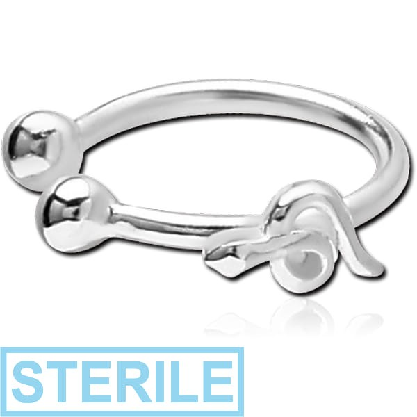 STERILE STERLING SILVER 925 ILLUSION NOSE RING WITH SNAKE