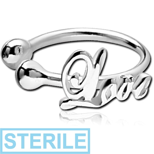 STERILE STERLING SILVER 925 ILLUSION NOSE RING WITH LOVE