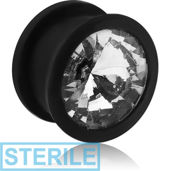 STERILE SILICONE DOUBLE FLARED SINGLE JEWELLED PLUG