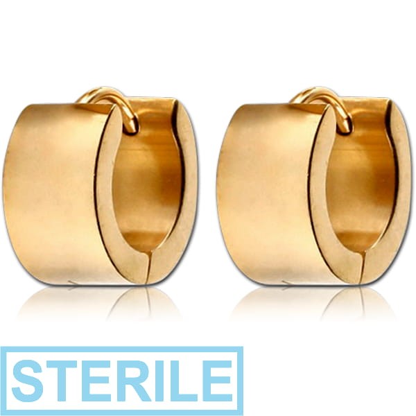 STERILE GOLD PLATED STEEL HUGGIES PAIR