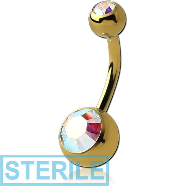 STERILE TITANIUM DOUBLE OPTIMA CRYSTAL JEWELLED NAVEL BANANA