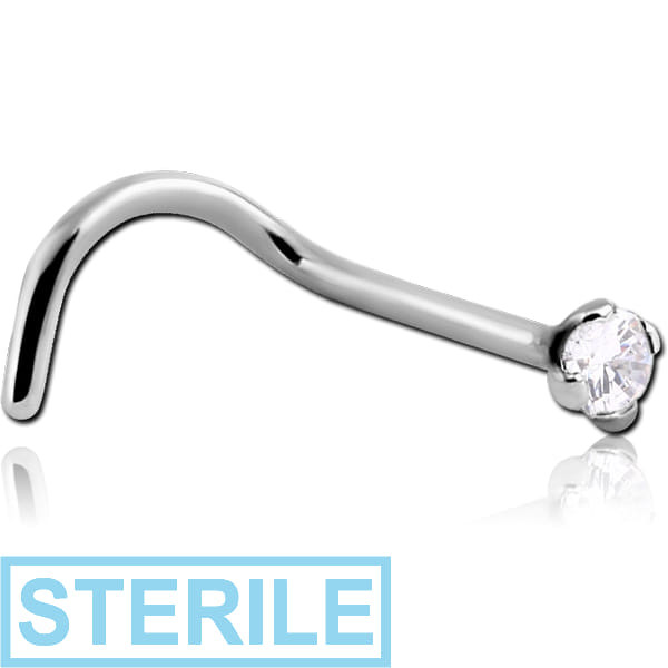 STERILE TITANIUM CURVED PRONG SET 1.5MM JEWELLED NOSE STUD
