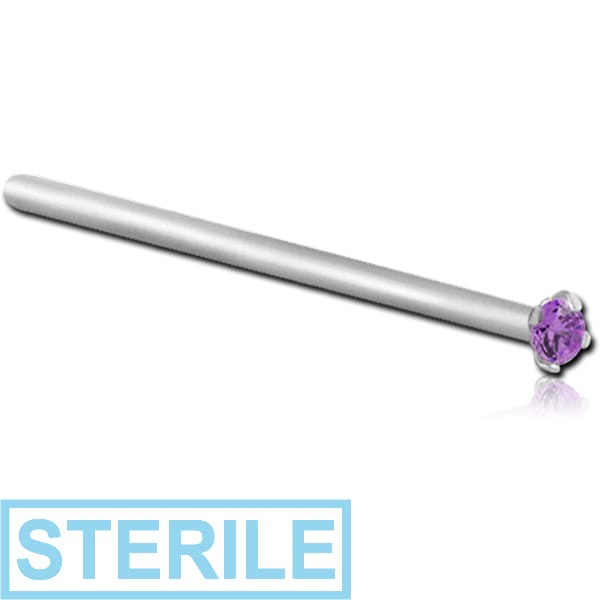 STERILE TITANIUM STRAIGHT PRONG SET 1.5MM JEWELLED NOSE STUD 15MM