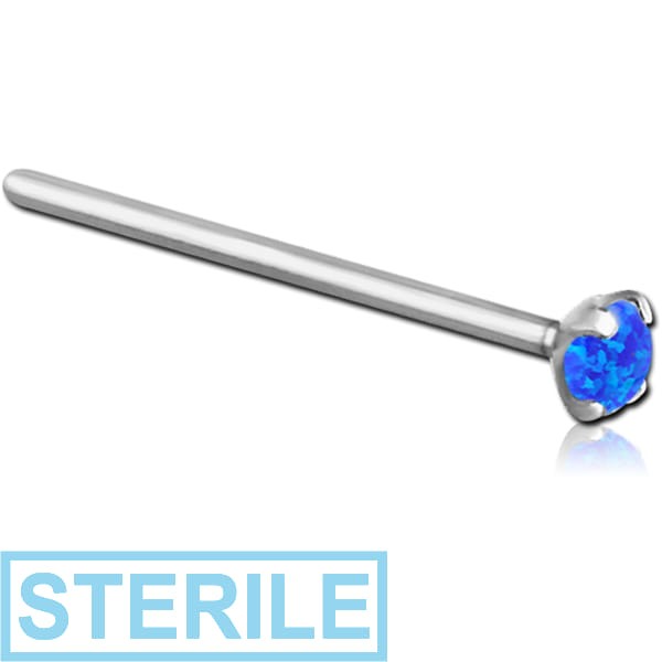 STERILE TITANIUM STRAIGHT PRONG SET 3 MM JEWELLED TITANIUM NOSE STUDS WITH SYNTHETIC OPAL