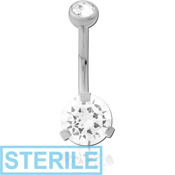 STERILE TITANIUM INTERNALLY THREADED DOUBLE JEWELLED NAVEL BANANA BALL TOP - BOTTOM PRONG SET