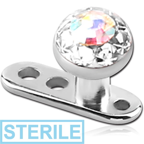 STERILE TITANIUM INTERNALLY THREADED DERMAL ANCHOR WITH CRYSTALINE JEWELLED DISC