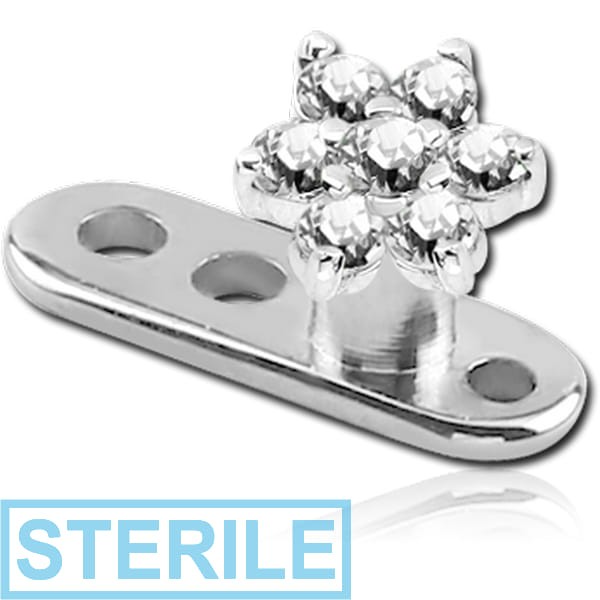 STERILE TITANIUM INTERNALLY THREADED DERMAL ANCHOR WITH SURGICAL STEEL JEWELLED FLOWER ATTACHMENT