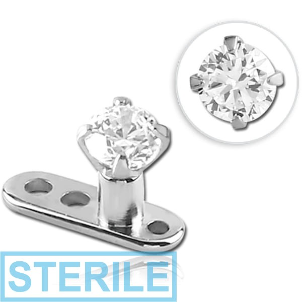 STERILE TITANIUM INTERNALLY THREADED DERMAL ANCHOR WITH ROUND PRONG SET JEWEL