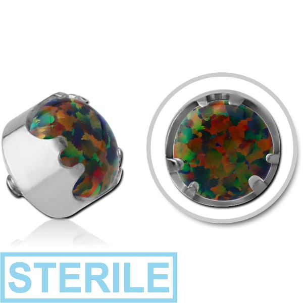 STERILE TITANIUM SYNTHETIC OPAL JEWELLED ATTACHMENT FOR 1.6MM INTERNALLY THREADED PINS -CROWN