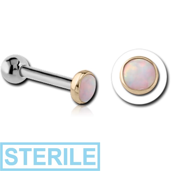 STERILE 14K GOLD JEWELLED ATTACHMENT WITH TITANIUM INTERNALLY THREADED MICRO BARBELL