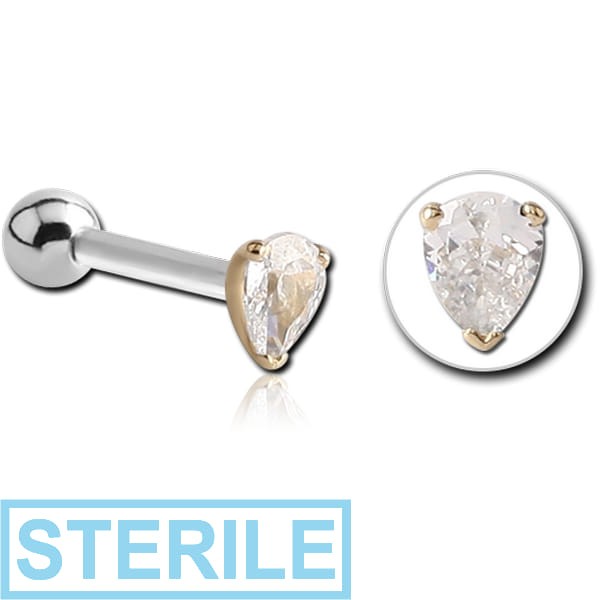 STERILE 14K GOLD ATTACHMENT WITH TITANIUM INTERNALLY THREADED MICRO BARBELL