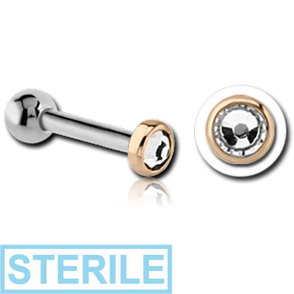 STERILE 14K GOLD JEWELLED ATTACHMENT WITH TITANIUM INTERNALLY THREADED MICRO BARBELL