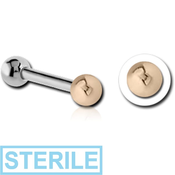 STERILE 14K GOLD ATTACHMENT WITH TITANIUM INTERNALLY THREADED MICRO BARBELL