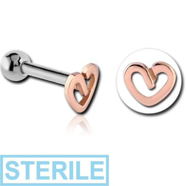 STERILE 14K ROSE GOLD ATTACHMENT WITH TITANIUM INTERNALLY THREADED MIRCO BARBEL