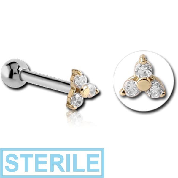 STERILE 18K GOLD JEWELLED ATTACHMENT WITH TITANIUM INTERNALLY THREADED MICRO BARBELL