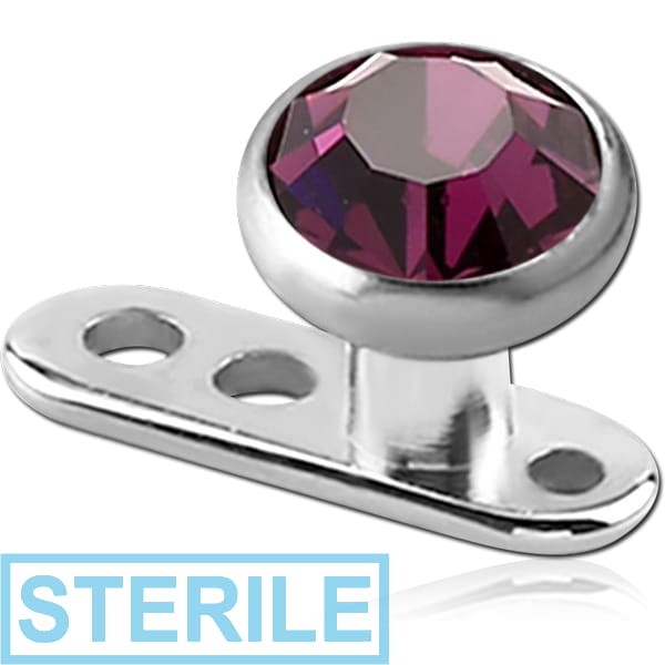STERILE TITANIUM INTERNALLY THREADED MINI DERMAL ANCHOR WITH SURGICAL STEEL JEWELLED DISC