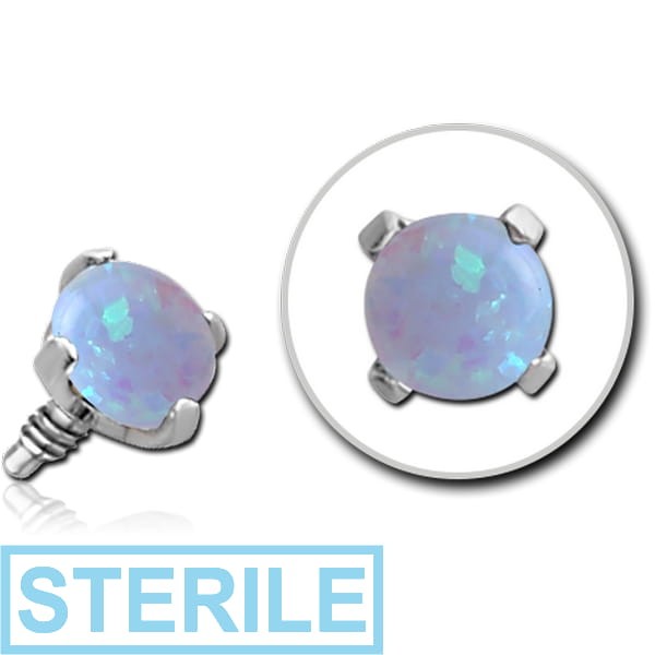 STERILE TITANIUM PRONG SET SYNTHETIC OPAL FOR 1.6MM ATTACHMENT INTERNALLY THREADED PINS - ROUND
