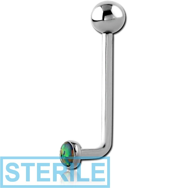 STERILE INTERNALLY THREADED TITANIUM SURFACE BARBELL WITH SYNTHETIC OPAL JEWELLED DISC AND TITANIUM BALL