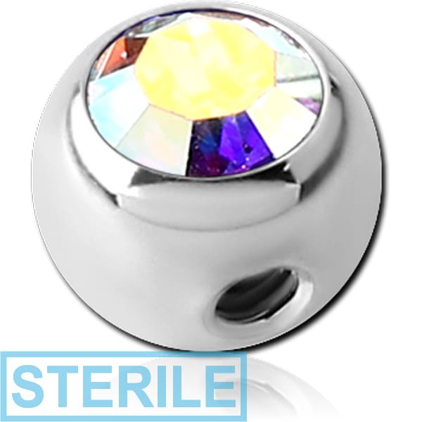 STERILE TITANIUM SIDE THREADED SWAROVSKI CRYSTAL JEWELLED BALL