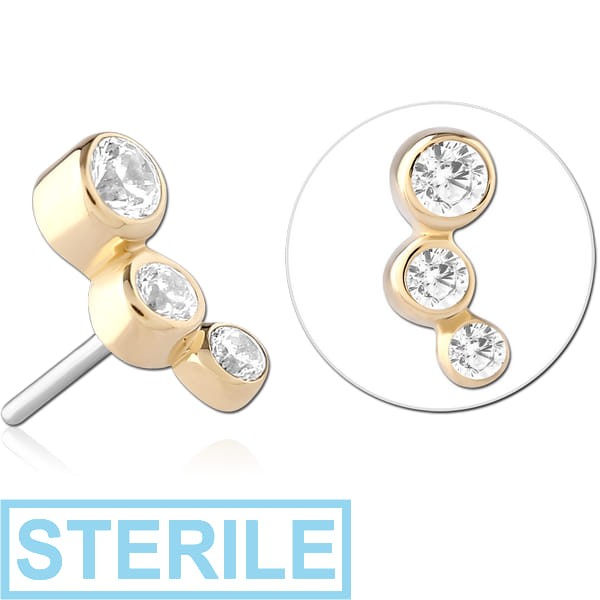 STERILE 14K GOLD JEWELLED ATTACHMENT TITANIUM THREADLESS PIN