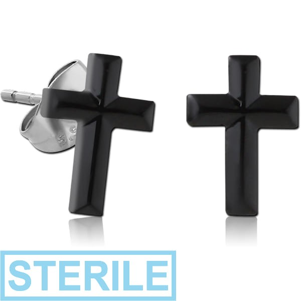 STERILE UV ACRYLIC EAR STUDS PAIR - CROSS
