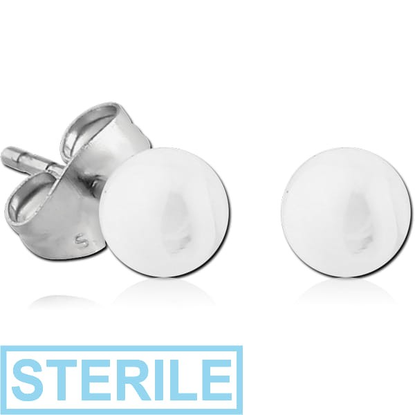STERILE UV ACRYLIC MARBLE BALL EAR STUDS PAIR