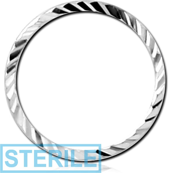 STERILE 14K WHITE GOLD SEAMLESS RING WITH DIAMOND CUTTING