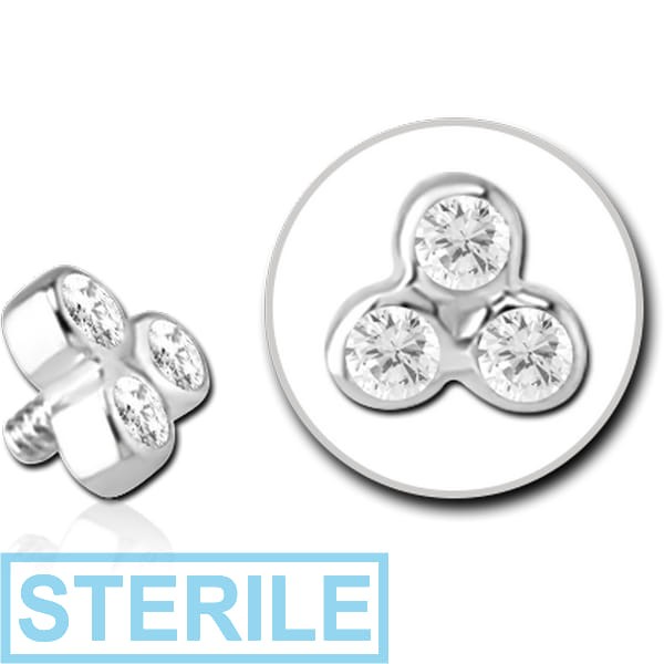 STERILE 14K WHITE GOLD JEWELLED ATTACHMENT FOR 1.2MM INTERNALLY THREADED PINS