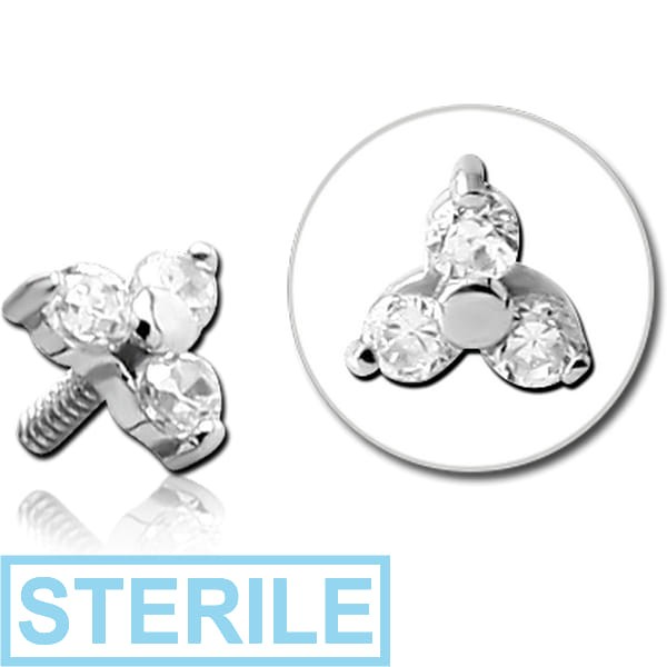 STERILE 14K WHITE GOLD JEWELLED PUSH FIT ATTACHMENT FOR BIOFLEX INTERNAL LABRET