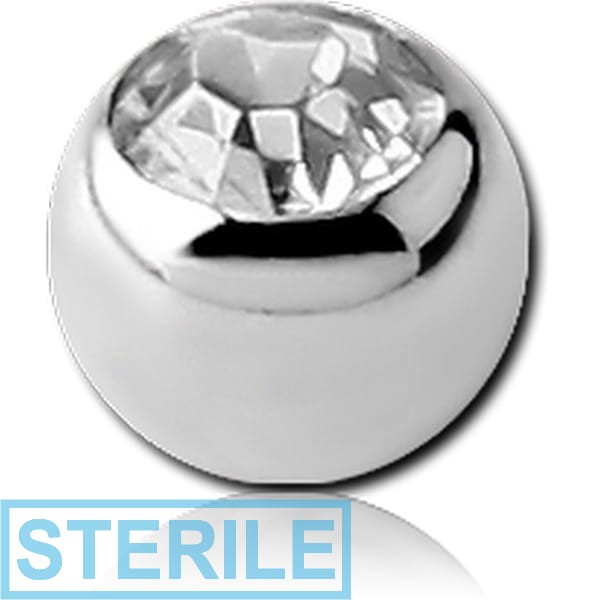STERILE 14K WHITE GOLD PREMIUM CRYSTAL JEWELLED MICRO BALL