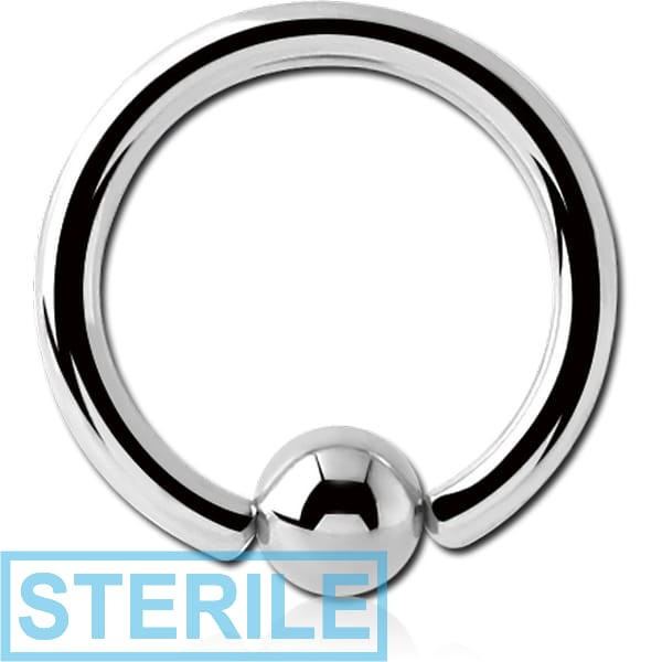 STERILE 18K WHITE GOLD BALL CLOSURE RING