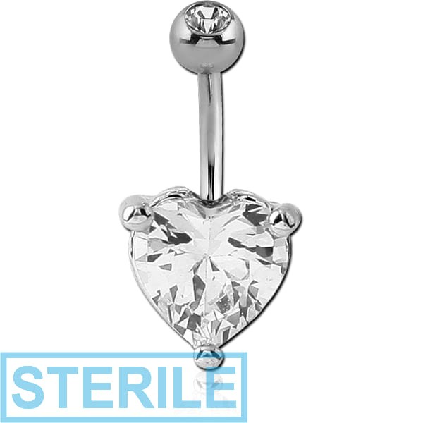 STERILE 18K WHITE GOLD DOUBLE JEWELLED NAVEL BANANA