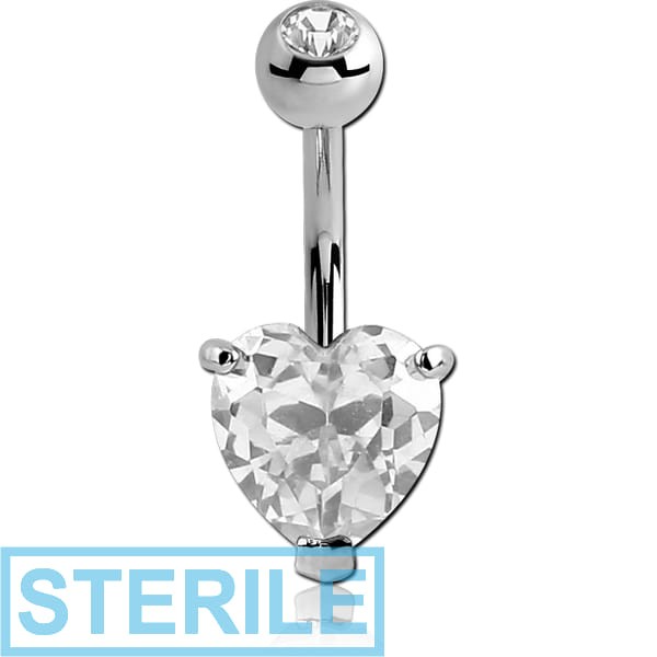 STERILE 18K WHITE GOLD DOUBLE JEWELLED NAVEL BANANA